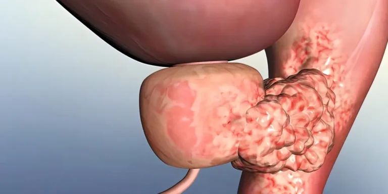 Prostat bezini etkileyen prostat kanserini gösteren tıbbi anatomik illüstrasyon